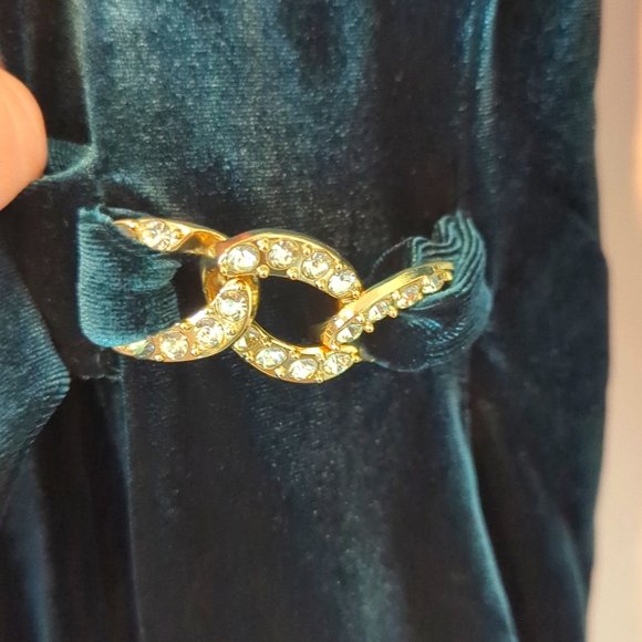 NWOT Klein Stretch Velvet  Dress Emerald Forest Green Long Sleeve 10 - Picture 3 of 9